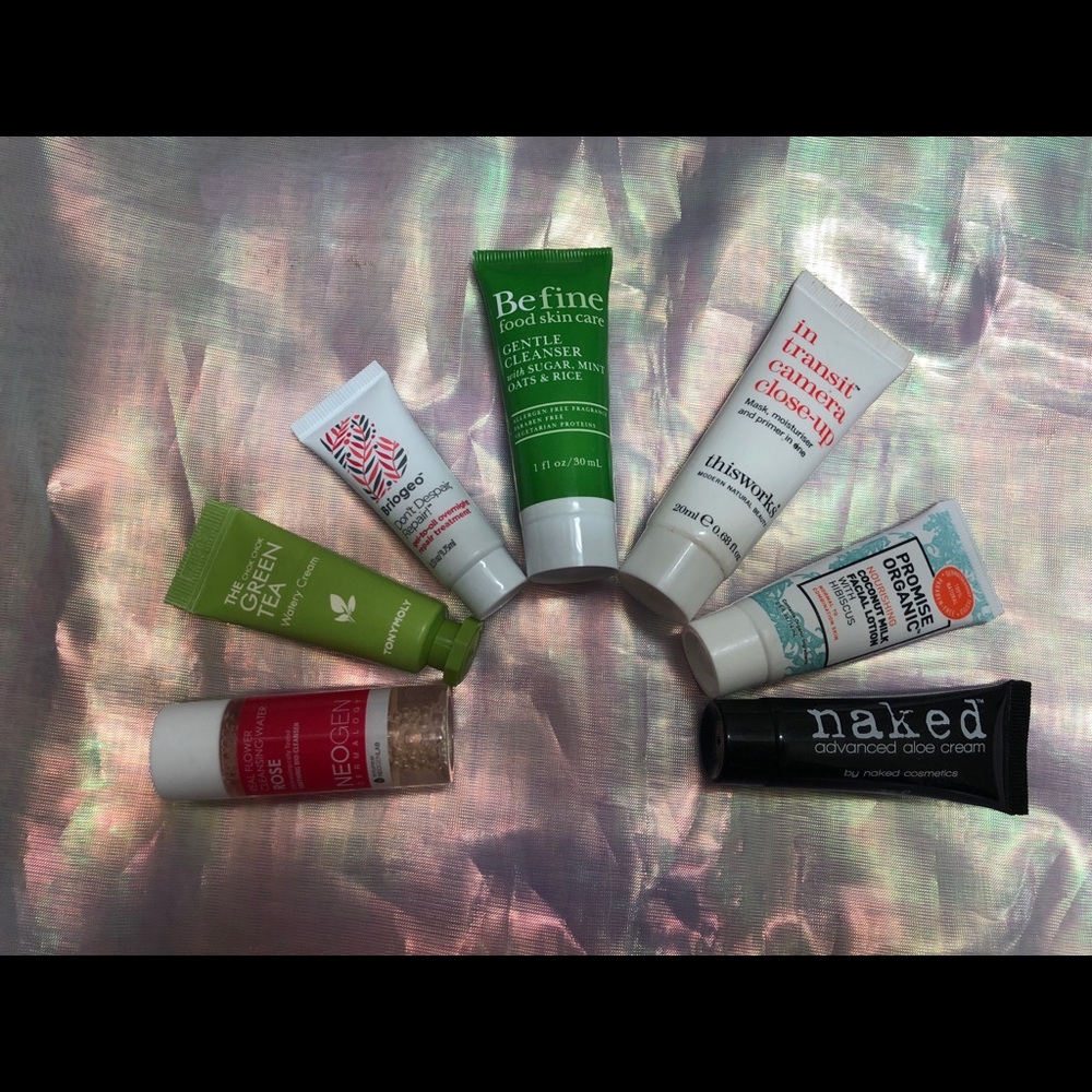 Different facial masks, cleansers, moisturizers